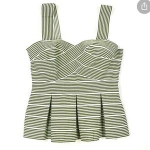 Green and white stripe structures peplum top